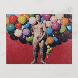 Vibrant Masculine Nude Surrealist Painting Vykort