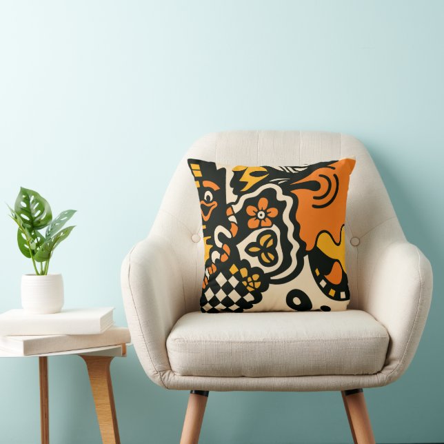 Vibrant Masked Whimsy Kudde (Stol)