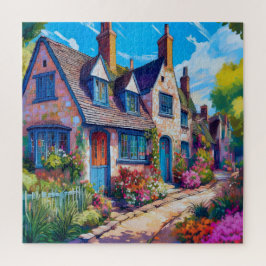 Vibrant Mediterranean Village Pussel