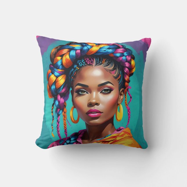 Vibrant Melanin Woman - PIP Art Inspired Kudde (Framsida)