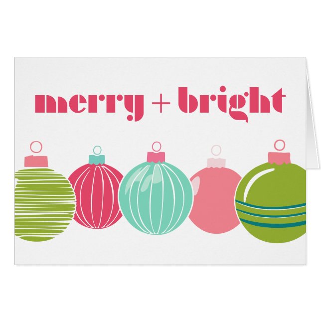 Vibrant Merry + Bright Jul Card Hälsningskort (Framsidan Horizontal)