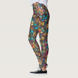 Vibrant metallisk Blommigt Gardenlegeringar - Söt Leggings