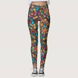 Vibrant metallisk Blommigt Gardenlegeringar - Söt Leggings