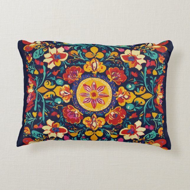 ’Vibrant Mexican Fiesta Pillow’ Prydnadskudde (Baksidan)