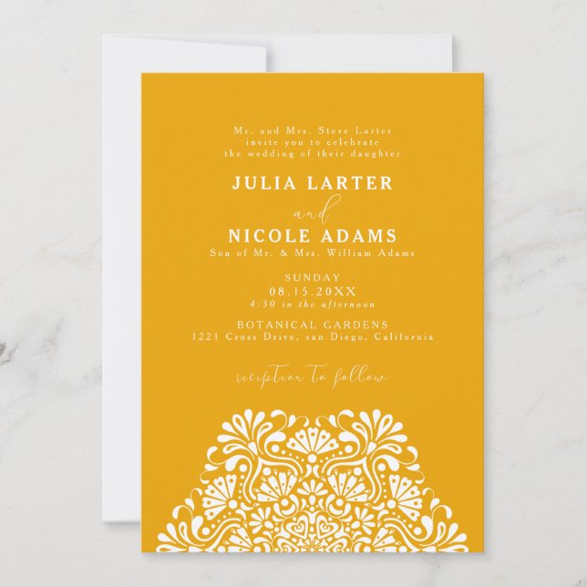 Vibrant Mexican Fiesta Rainbow Mandala Wedding Inbjudningar (Framsida)