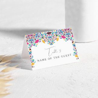 Vibrant Mexican Fiesta Rainbow Wedding Place Card Bordsnummer