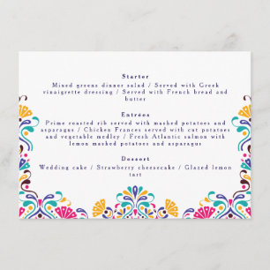 Vibrant Mexican Fiesta Stil Rainbow Bröllop Meny