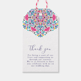 Vibrant Mexican Fiesta Stil Rainbow Bröllop Presentetikett