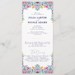 Vibrant Mexican Fiesta Stil Rainbow Bröllop Program