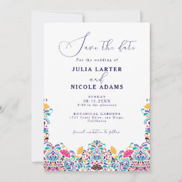 Vibrant Mexican Fiesta Stil Rainbow Bröllop Spara Datumet