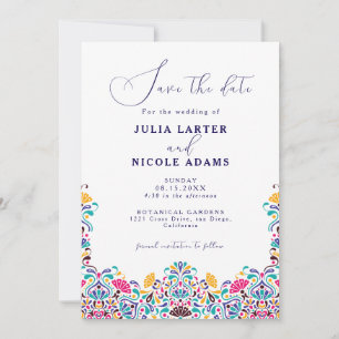 Vibrant Mexican Fiesta Stil Rainbow Bröllop Spara Datumet