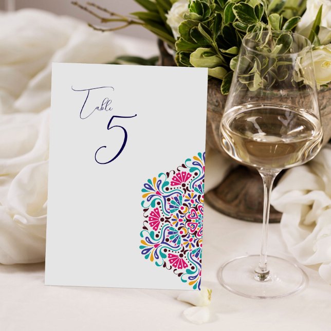 Vibrant Mexican Fiesta Style Rainbow Wedding Bordsnummer (Skapare uppladdad)