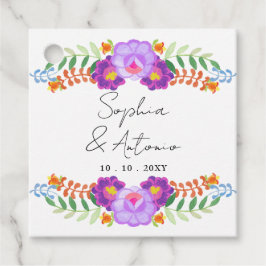 Vibrant Mexican Floral Fiesta Wedding Gåvor Etiketter