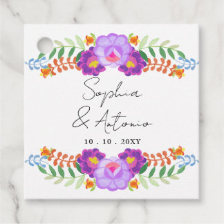 Vibrant Mexican Floral Fiesta Wedding Gåvor Etiketter