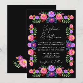 Vibrant Mexican Floral Fiesta Wedding Inbjudningar