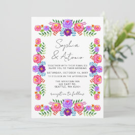 Vibrant Mexican Floral Fiesta Wedding Inbjudningar