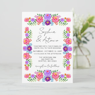 Vibrant Mexican Floral Fiesta Wedding Inbjudningar