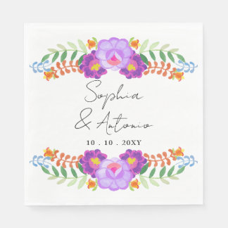 Vibrant Mexican Floral Fiesta Wedding Pappersservett