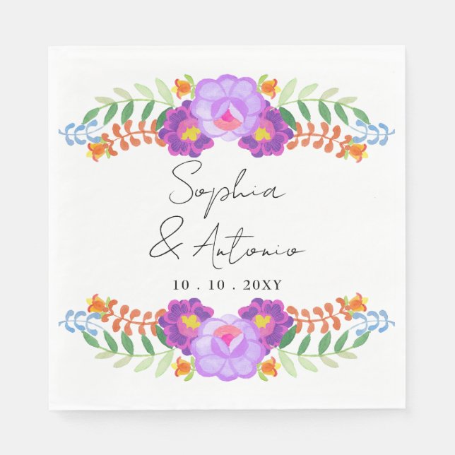 Vibrant Mexican Floral Fiesta Wedding Pappersservett (Framsidan)