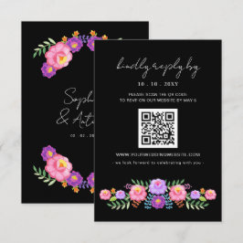 Vibrant Mexican Floral Fiesta Wedding QR code OSA Kort