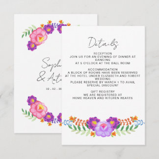 Vibrant Mexican Floral Fiesta Wedding Tilläggskort