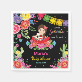 Vibrant Mexican Flowers Señorita Girl Baby Shower Pappersservett