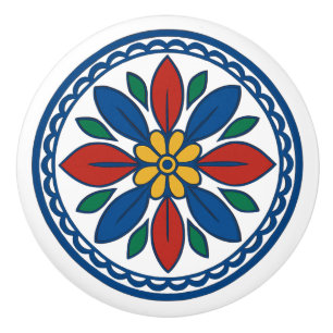 Vibrant Mexican Talavera Blommigt Ceramic Knob Knopp