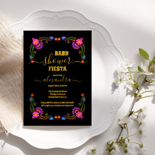 Vibrant mexikansk Blommigt Fiesta Baby Shower Girl Inbjudningar