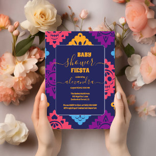 Vibrant mexikansk Blommigt Fiesta Baby Shower Girl Inbjudningar