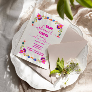 Vibrant mexikansk Blommigt Fiesta Baby Shower Girl Inbjudningar