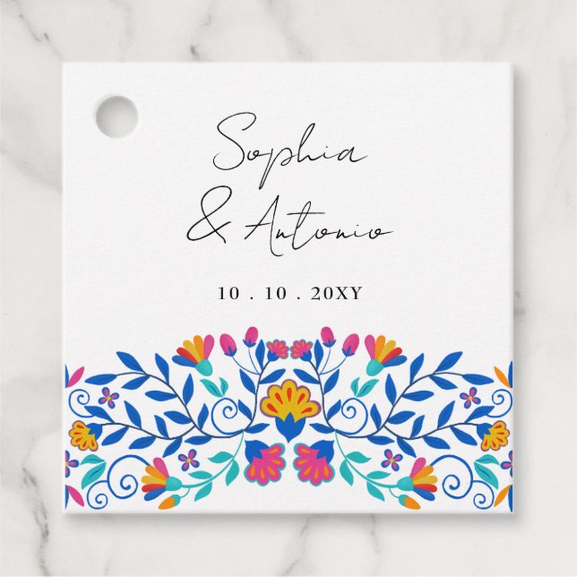 Vibrant mexikansk Blommigt Fiesta Bröllop Gåvor Etiketter (Framsida)