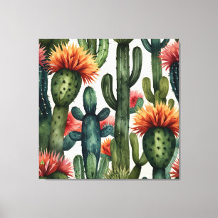 Vibrant mexikanska Cactus Art-utskrift Canvastryck