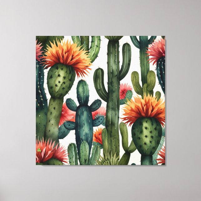 Vibrant mexikanska Cactus Art-utskrift Canvastryck (Framsida)