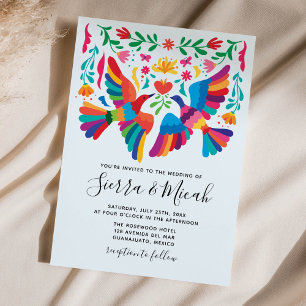 Vibrant mexikanska inspikade fåglar och Blommigt I Spara Datumet