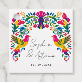 Vibrant Mexikanska Otomi Birds Blommigt Fiesta Brö Gåvor Etiketter