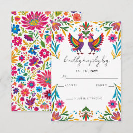 Vibrant Mexikanska Otomi Birds Blommigt Fiesta Brö OSA Kort