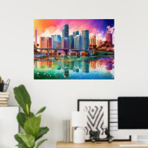 Vibrant Miami Abstrakt Konst Poster