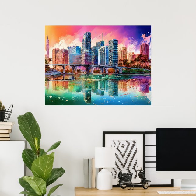 Vibrant Miami Abstrakt Konst Poster  (Hemmakontoret)