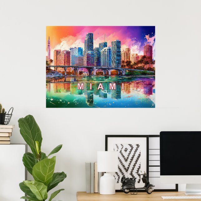 Vibrant Miami Abstrakt Konst Poster  (Hemmakontoret)