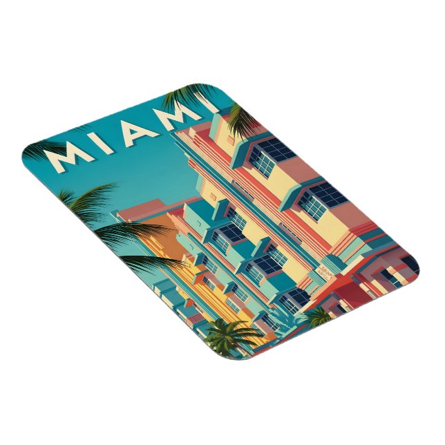 Vibrant Miami buildings with palm trees Magnet (Högersidan)