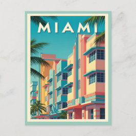 Vibrant Miami byggnad med handflatan träd Vykort