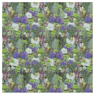 Vibrant Mic Färg Succulents Upprepa Mönster Tyg