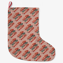 Vibrant Mid Century Modern jul Candy cane Stor Julstrumpa