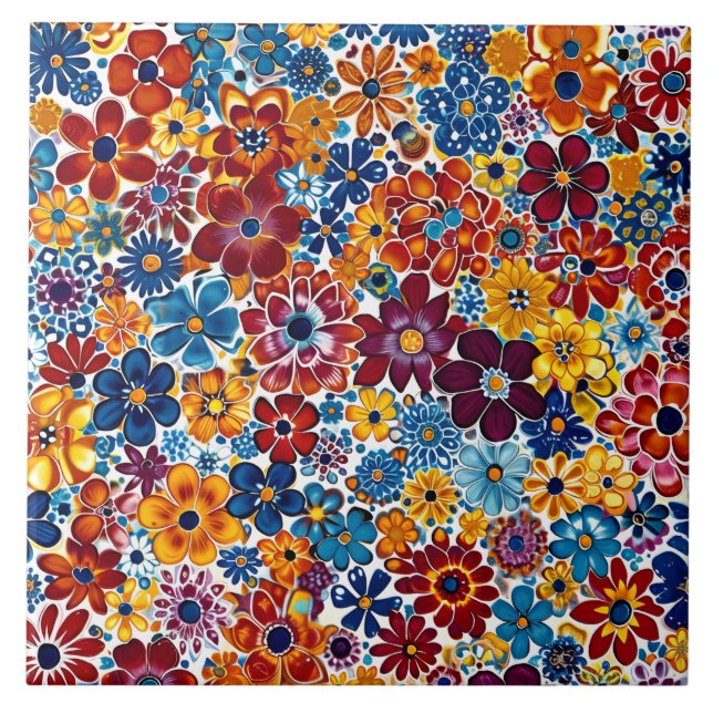 Vibrant Millefiori Elegant Mönster Kakelplatta (Framsidan)