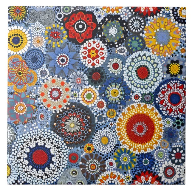 Vibrant Millefiori Elegant Mönster Kakelplatta (Framsidan)