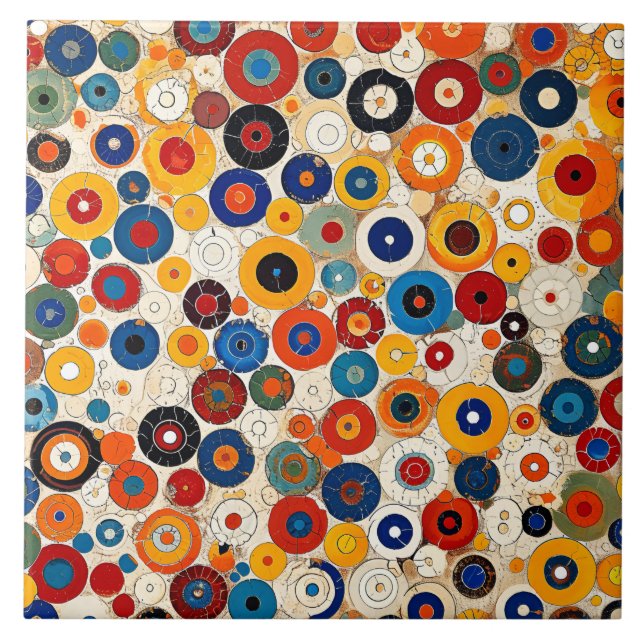 Vibrant Millefiori Elegant Mönster Kakelplatta (Framsidan)