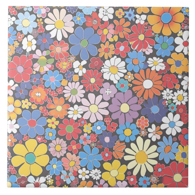 Vibrant Millefiori Elegant Mönster Kakelplatta (Framsidan)