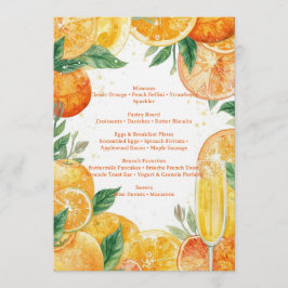 Vibrant Mimosa Brunch Menu – Watercolor Citrus Inbjudningar