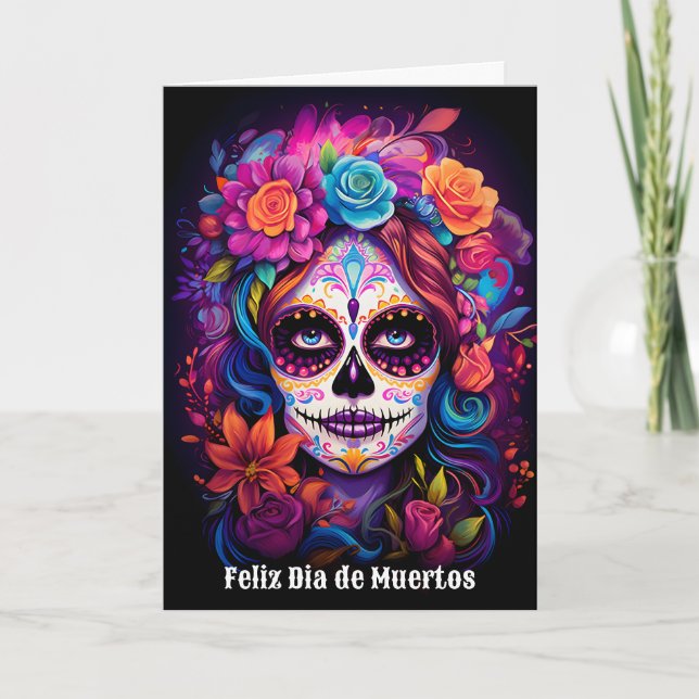 🌹 Vibrant Minne: Dam Catrina i Bloom 🌹 Helgkort (Framsida)
