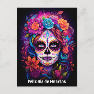🌹 Vibrant Minne: Dam Catrina i Bloom 🌹 Vykort